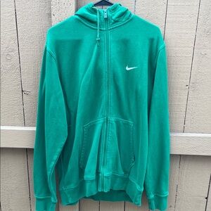 Nike Green Full Zip Hoodie with White Swoosh